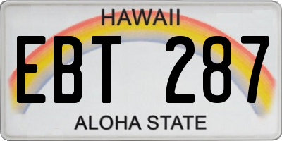 HI license plate EBT287