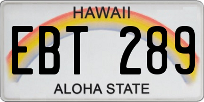HI license plate EBT289