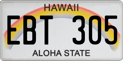 HI license plate EBT305
