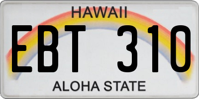 HI license plate EBT310