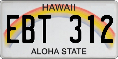 HI license plate EBT312