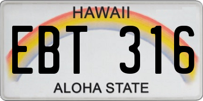 HI license plate EBT316