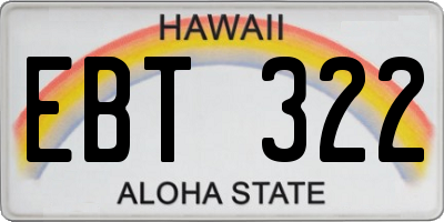 HI license plate EBT322