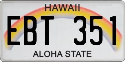 HI license plate EBT351