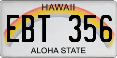 HI license plate EBT356