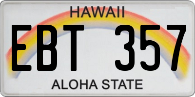 HI license plate EBT357