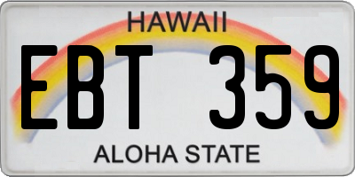 HI license plate EBT359