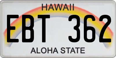 HI license plate EBT362