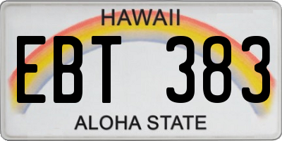 HI license plate EBT383