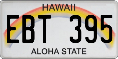 HI license plate EBT395