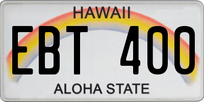 HI license plate EBT400