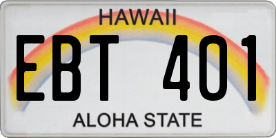 HI license plate EBT401