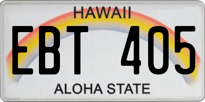 HI license plate EBT405