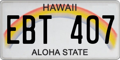 HI license plate EBT407