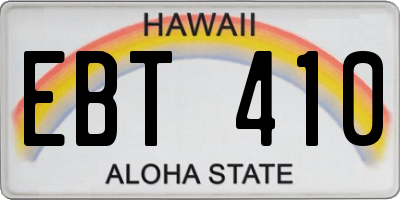 HI license plate EBT410
