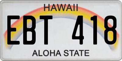 HI license plate EBT418
