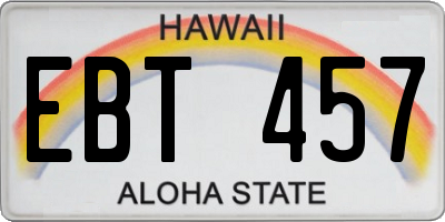 HI license plate EBT457