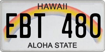 HI license plate EBT480