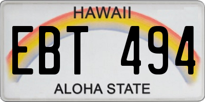 HI license plate EBT494