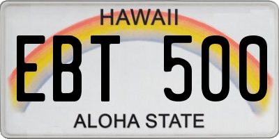 HI license plate EBT500