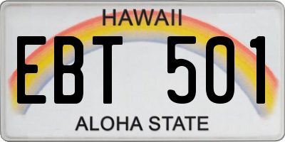 HI license plate EBT501
