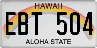 HI license plate EBT504