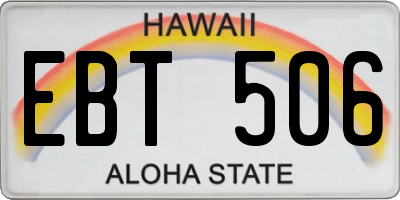 HI license plate EBT506
