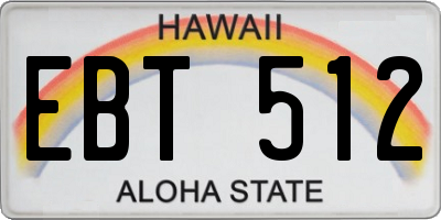 HI license plate EBT512