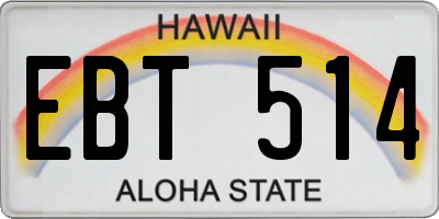 HI license plate EBT514