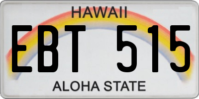 HI license plate EBT515
