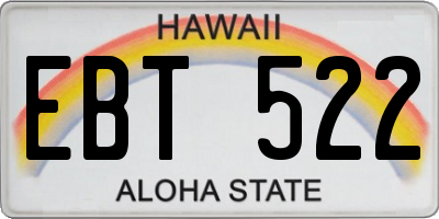 HI license plate EBT522