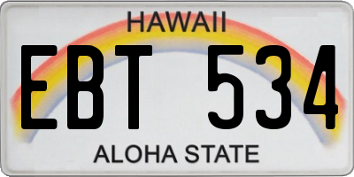 HI license plate EBT534