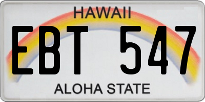 HI license plate EBT547