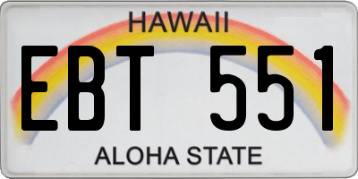 HI license plate EBT551