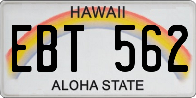 HI license plate EBT562