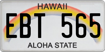 HI license plate EBT565