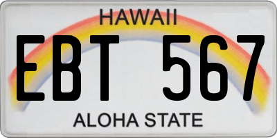 HI license plate EBT567