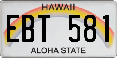 HI license plate EBT581