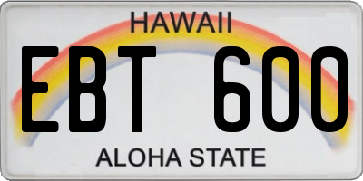HI license plate EBT600