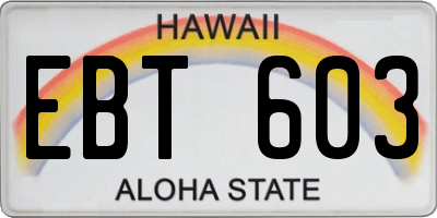 HI license plate EBT603