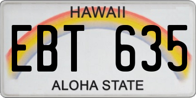 HI license plate EBT635