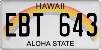 HI license plate EBT643