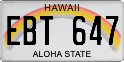 HI license plate EBT647