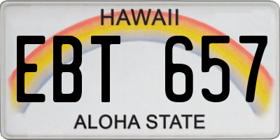 HI license plate EBT657