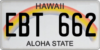 HI license plate EBT662