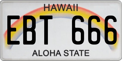 HI license plate EBT666