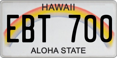 HI license plate EBT700