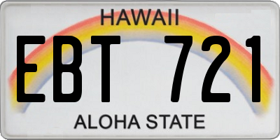 HI license plate EBT721