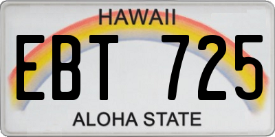 HI license plate EBT725