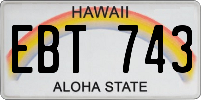 HI license plate EBT743